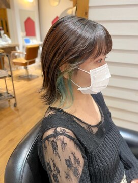 アヴァンス 天王寺店(AVANCE.) 天王寺インナーカラー×イヤリングカラー×ライムグリーン