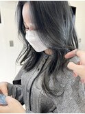 ブリーチなし 透明感カラー ブルーアッシュ グレイアッシュ basi