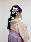 【BelleCoupes】袴着付けヘアセット レース 淡色ラベンダー