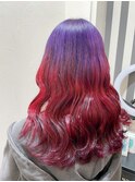 似合わせカット×グラデーションカラー【パープルオンレッド】