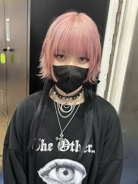 ホワイト 梅田(white) #2.5次元ウルフ×ピンク×ブラック襟足