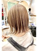 ハイライト☆シアーベージュ☆切りっぱなしボブ/外ハネボブ◎