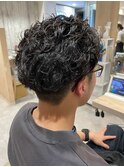 ワイルドアップバング 無造作毛流れパーマ ハーフバック