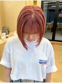 切りっぱなしボブ小顔カットグレージュミルクティ