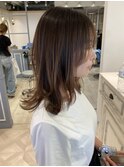 韓国風顔周り小顔レイヤーひし形くびれセミロングヘア赤羽美容室