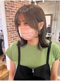 ピンクベージュレイヤーボブニュアンスカラー外ハネボブショート