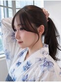 ポニテ面長小顔前髪顔周りカットロング2026sst