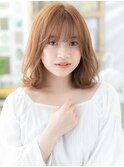 大人かわいい小顔くせ毛風ミディアムウルフa川口20代30代40代