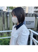 ミニボブ/ボブ/ショートボブ/オリーブグレージュ/後れ毛カット