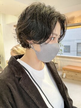 ソーコ 渋谷(SOCO) 大人ボブパーマハンサムショート波ウェーブパーマ黒髪パーマ