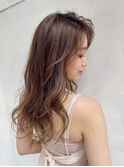 韓国風センターパート前髪ゆるふわカールレイヤー髪質改善