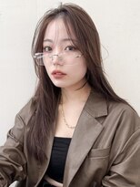 ヘアラウンジ ビーチ 青山 外苑前(hair lounge BEACH) 柔らかベージュロングレイヤーかきあげバングストレートヘア