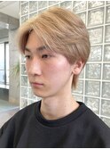 韓国メンズホワイトシースルーマッシュアッシュグレージュカラー