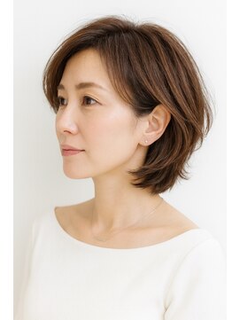 大人上品ロングレイヤー×透け感シースルーバング