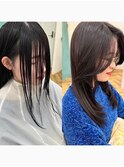 バタフライレイヤーカットダークアッシュ髪質改善20代~50代