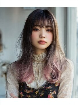 ダル 渋谷/表参道(DAL.) ハッシュカット顔周りカットコーラルピンクシャギーカット韓国