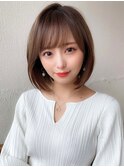 20代30代40代大人かわいいひし形ボブ小顔ショコラベージュ
