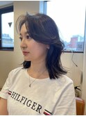 #暗髪#外はねボブ#くびれヘア#韓国風#鎖骨ボブ#切りっぱなし