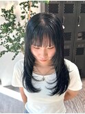 ブルーブラックネイビーブルー暗髪カラーダークグレーレイヤー