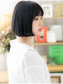 ■内巻きワンカール黒髪Aライン切りっぱなしボブ611戸頭20代30代