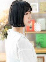 カバーヘア イヴ 戸頭店(COVER HAIR EVE)&nbsp;■内巻きワンカール黒髪Aライン切りっぱなしボブ611戸頭20代30代