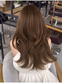 美髪レイヤーカット/ベージュカラー/赤みなし透明感力ラー