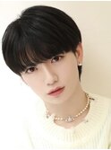 韓国ヘアカルマパーマコンマバングセンターパート黒髪ウルフ