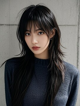 レイヤーカットバレイヤージュオリーブグレージュハッシュカット