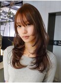 似合わせカット顔周りレイヤー大人ガーリーロング_F1411