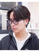 ニュアンスパーマフェザーパーマセンターパートメガネに合う