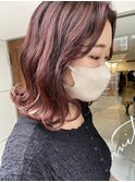 外ハネボブ・ブリーチハイライト・ピンクパープル