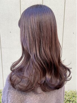 △ブリーチなし韓国風ピンクブラウンレイヤーカット髪質改善