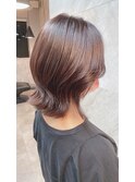 艶髪 小顔 薄めバング ペールベージュ 外ハネボブ