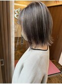 脱白髪染めハイライト×グレージュカラー
