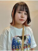 インナーカラーピレンジ×ぱっつん前髪×くびレイヤー