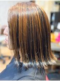 30代40代ハイライトバレイヤージュ透明感外ハネボブ外国人風