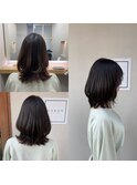 髪質改善 艶髪 ストレート 縮毛矯正 暗髪 韓国風セミロング
