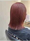 横浜タッセルボブ切りっぱなしボブピンクベージュカラー外ハネ