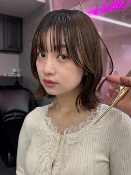 ロンドワン 三宮元町(Lond one) ボブ/切りっぱなしボブ/タッセルボブ/ダークグレー/ミニボブ