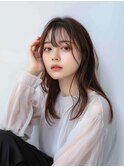 ミディアムレイヤーカットダークアッシュ大人ガーリーウルフボブ
