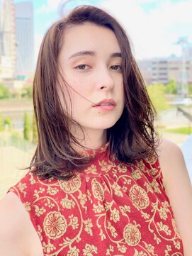 エムスラッシュ みなとみらい馬車道店(M SLASH) M.SLASH馬車道/かき上げワンレンボブ/抜け感/切りっぱなしロブ