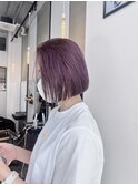 ラベンダー ボブ デザインカラー 切りっぱなしボブ