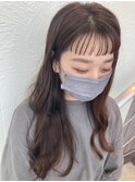 波巻きロングワンレングスのオン眉シースルーバング 【つばき】