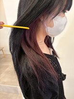 ミュラ(mulah)&nbsp;インナーカラーレッド×ダークグレー＊暖色カラーワインレッド