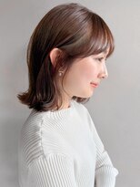 デジタルパーマ結べるボブアプリコットオレンジサイドバング