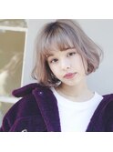 大人ガーリーホワイトグレージュカールボブルフ