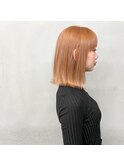 #ミディアムボブ×コーラルオレンジ