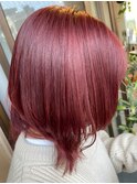 ダブルカラーピンクカラー前髪カットケアブリーチインナーカラー