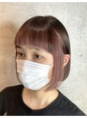 フェイスフレーミング/ピンク/インナー/ミニボブ/切りっぱなし