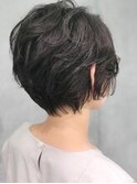 クセ毛を活かすショート/アッシュブラック/ボブショート